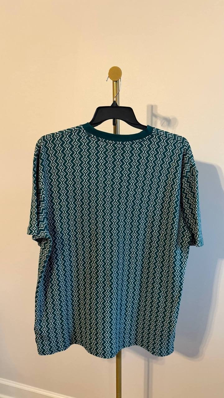 Scotch & Soda Men’s Jacquard Relaxed Fit T‑Shirt Retro Geo Green L $88 NWT