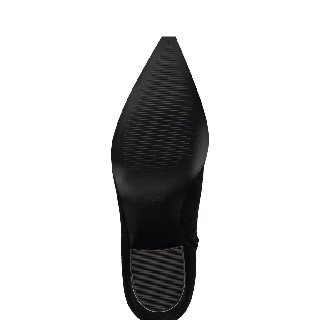 Nine West Savie Women’s Block Heel Ankle Booties Black 8M Suede $169 NWB