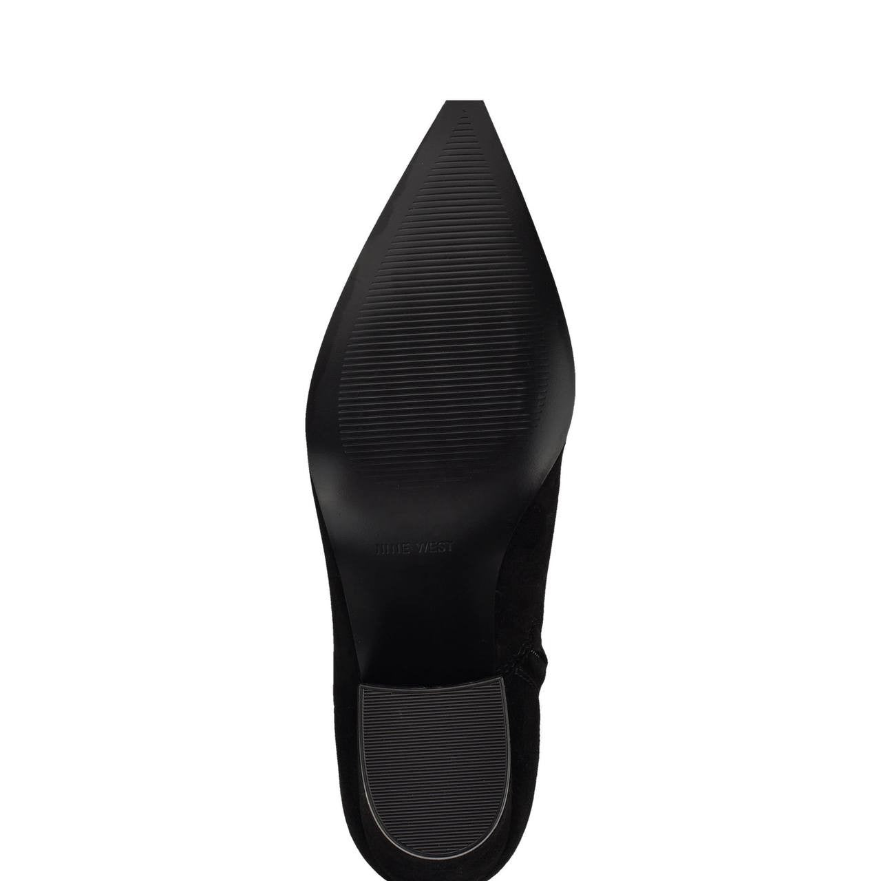 Nine West Savie Women’s Block Heel Ankle Booties Black 8M Suede $169 NWB