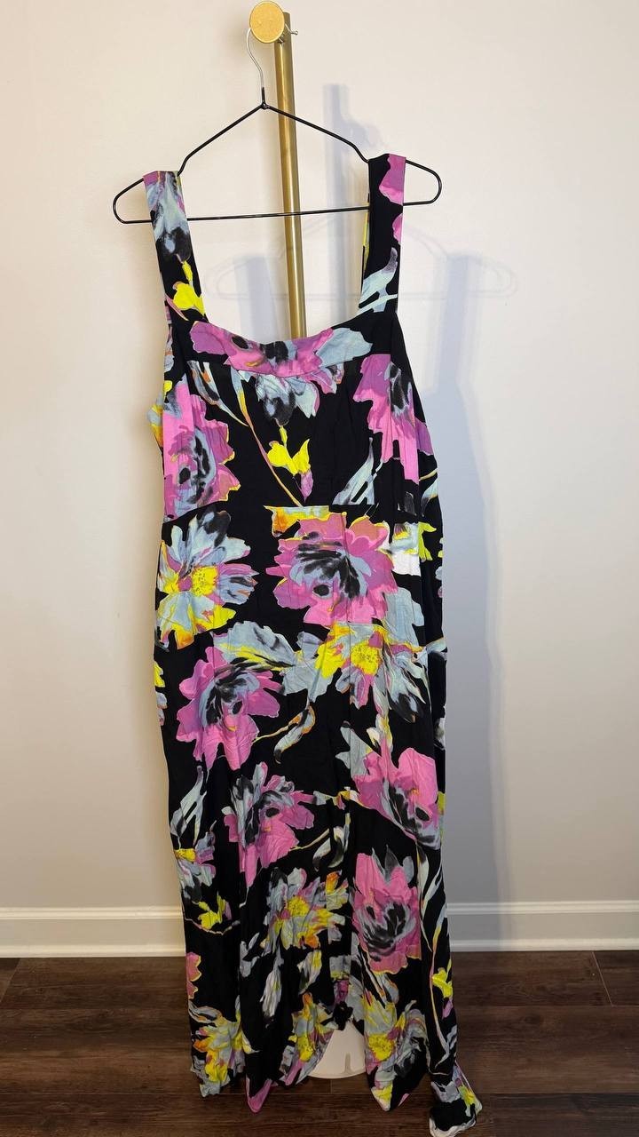 Vince Camuto Plus Floral Square‑Neck Maxi Dress Violet Blush 2X NWT $79