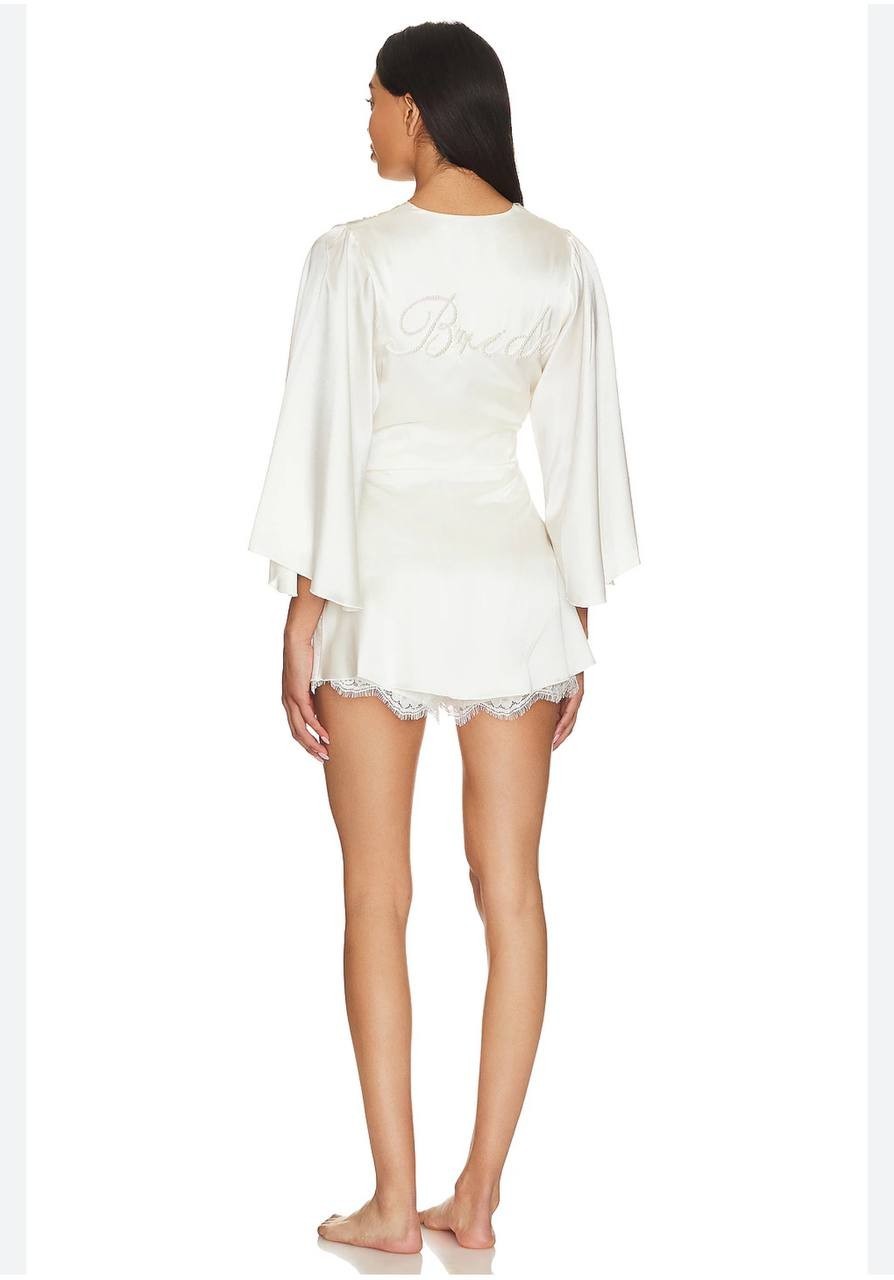 Fleur du Mal Embroidered Angel Sleeve Robe in Ivory – Size M/L – $445 Retail