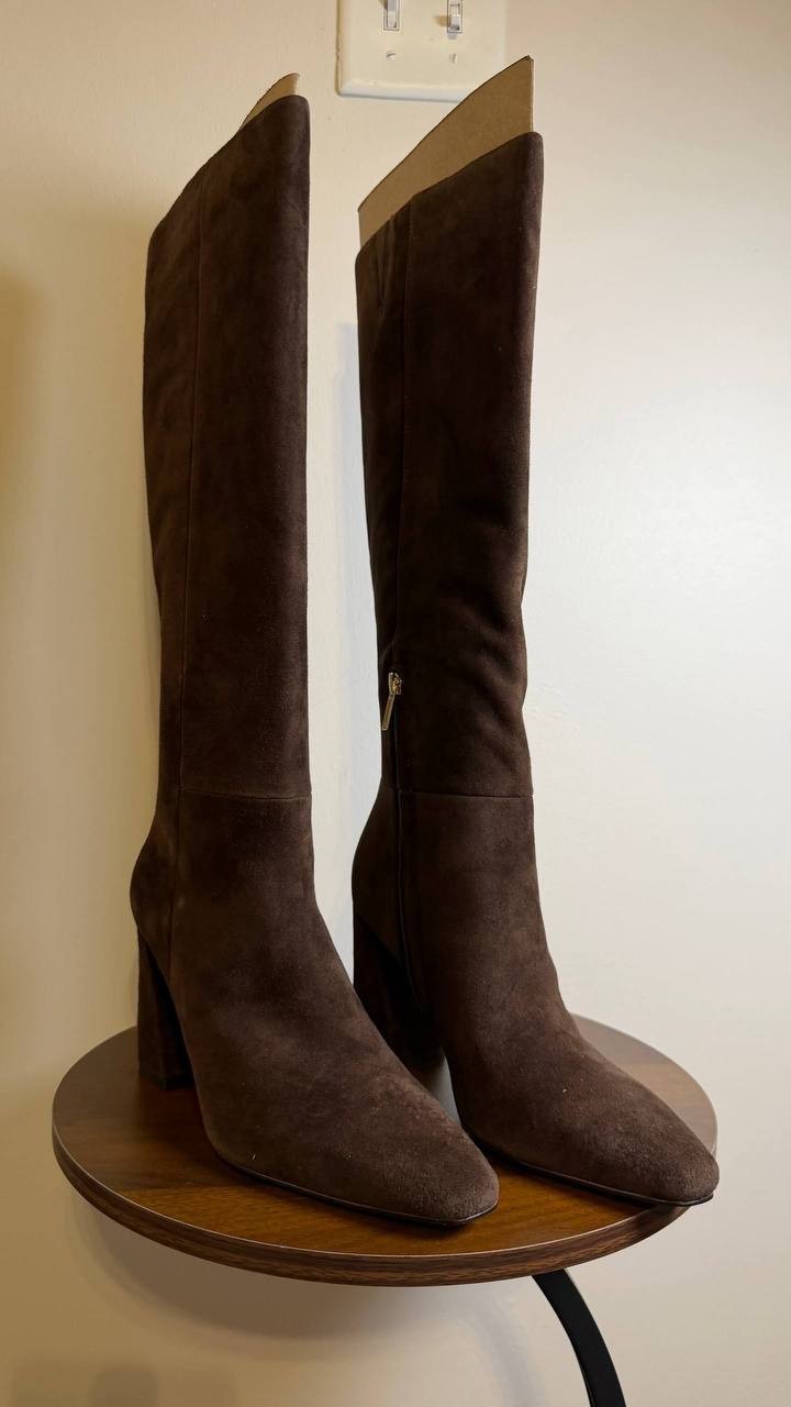 Marc Fisher LTD Yarli Boots 9M Dark Brown Leather Knee‑High Pull‑On NIB msrp$299
