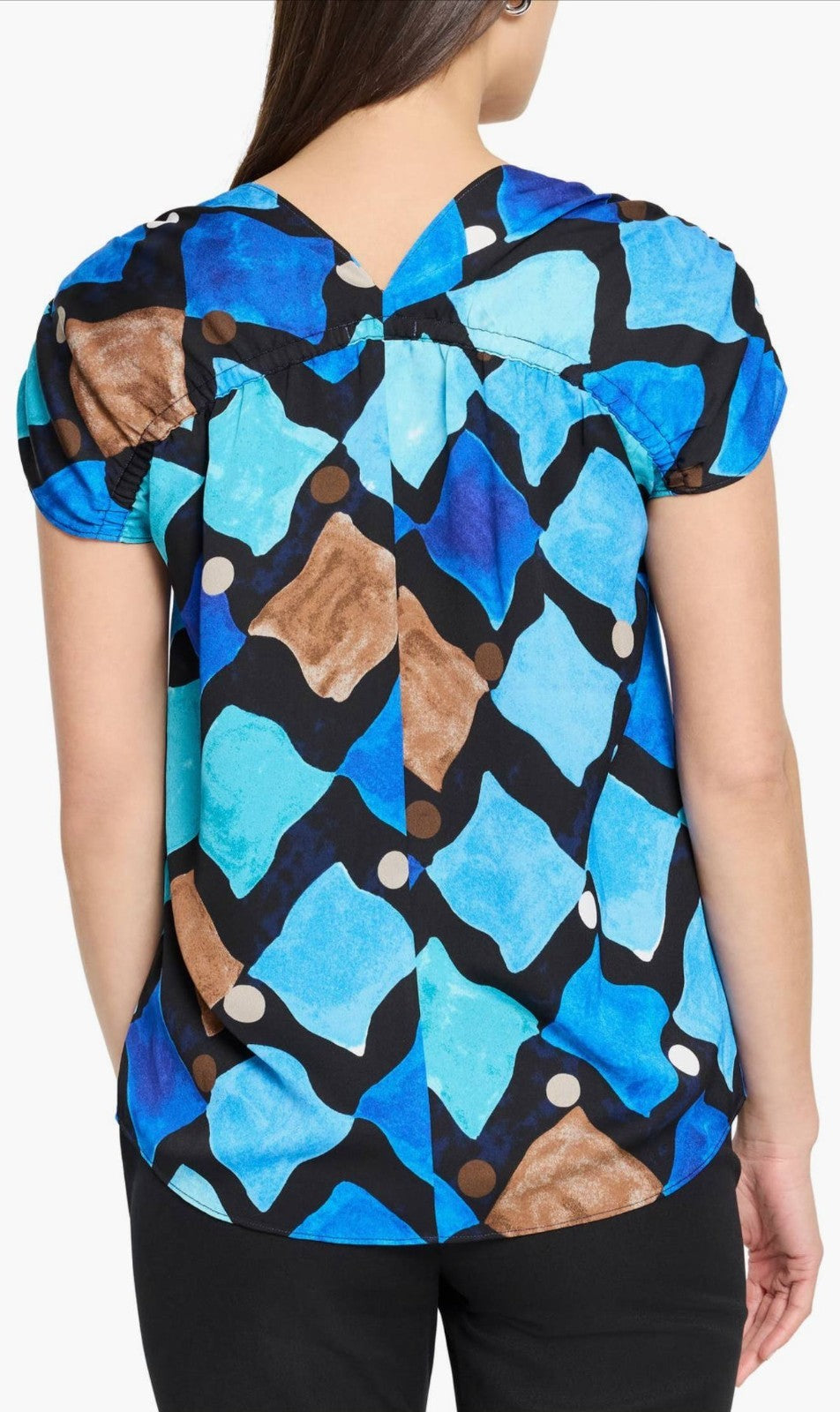 NIC+ZOE Women’s Sea Glass Print Top Blue Multi $158 NWT