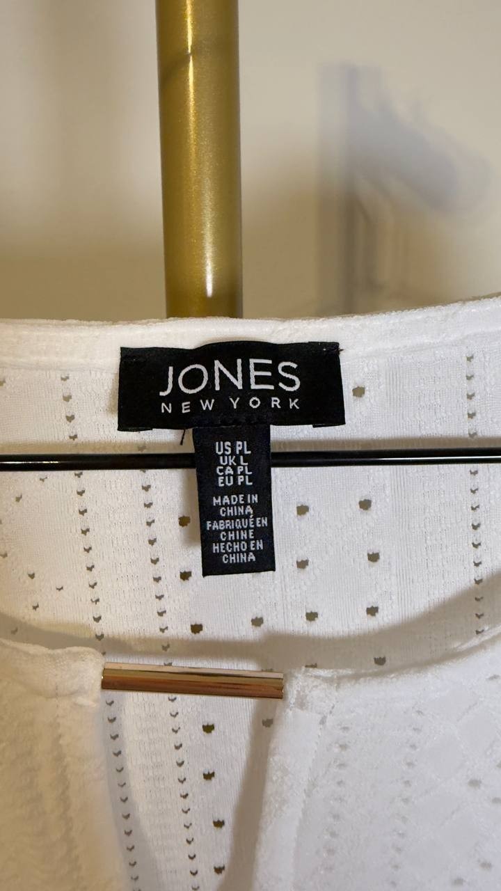 Jones New York Petite 3/4-Sleeve Pull-On Top Natural White PL NWT $79.50