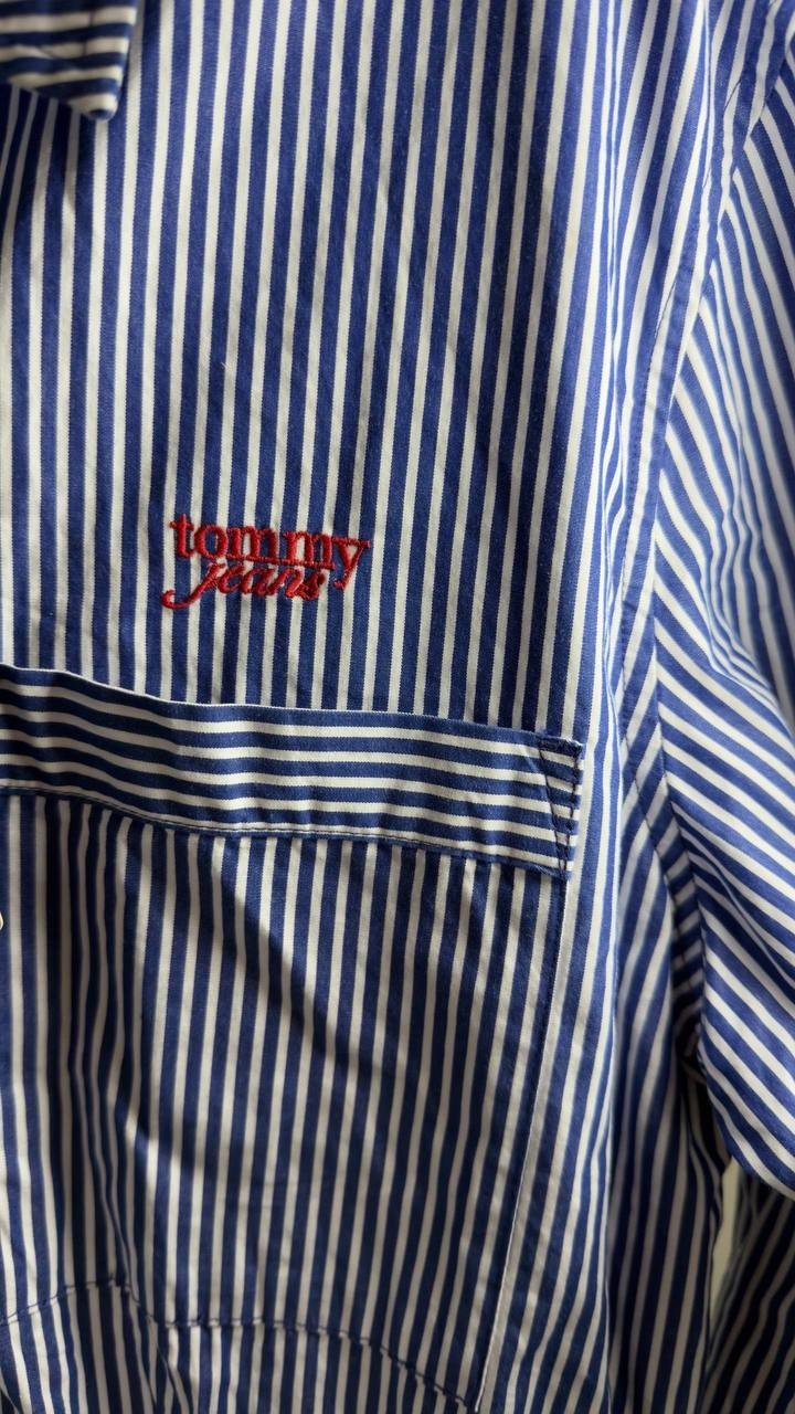 Tommy Jeans Women’s Pinstripe Poplin Shirt Dress White/Blue M NWT $99.50
