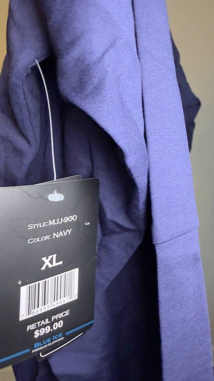 Blue Ice Premium Clothing Rayon‑Blend Zip Jacket Navy XL NWT $99