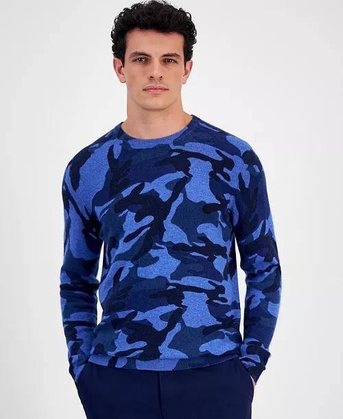 Club Room Men’s 100% Cashmere Camo Printed Sweater Crewneck S $189 NWT