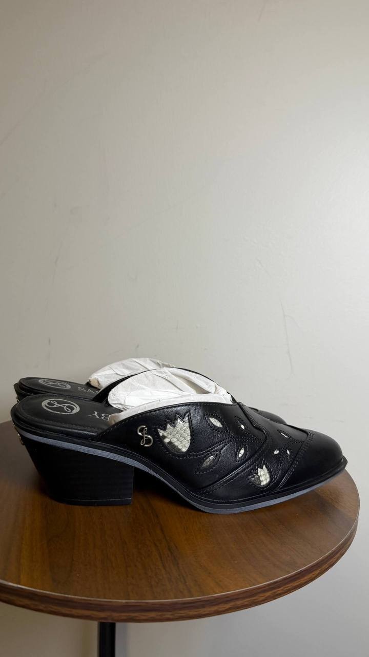 Sam & Libby Black Block Heel Mules 7.5M New in Box MSRP $80