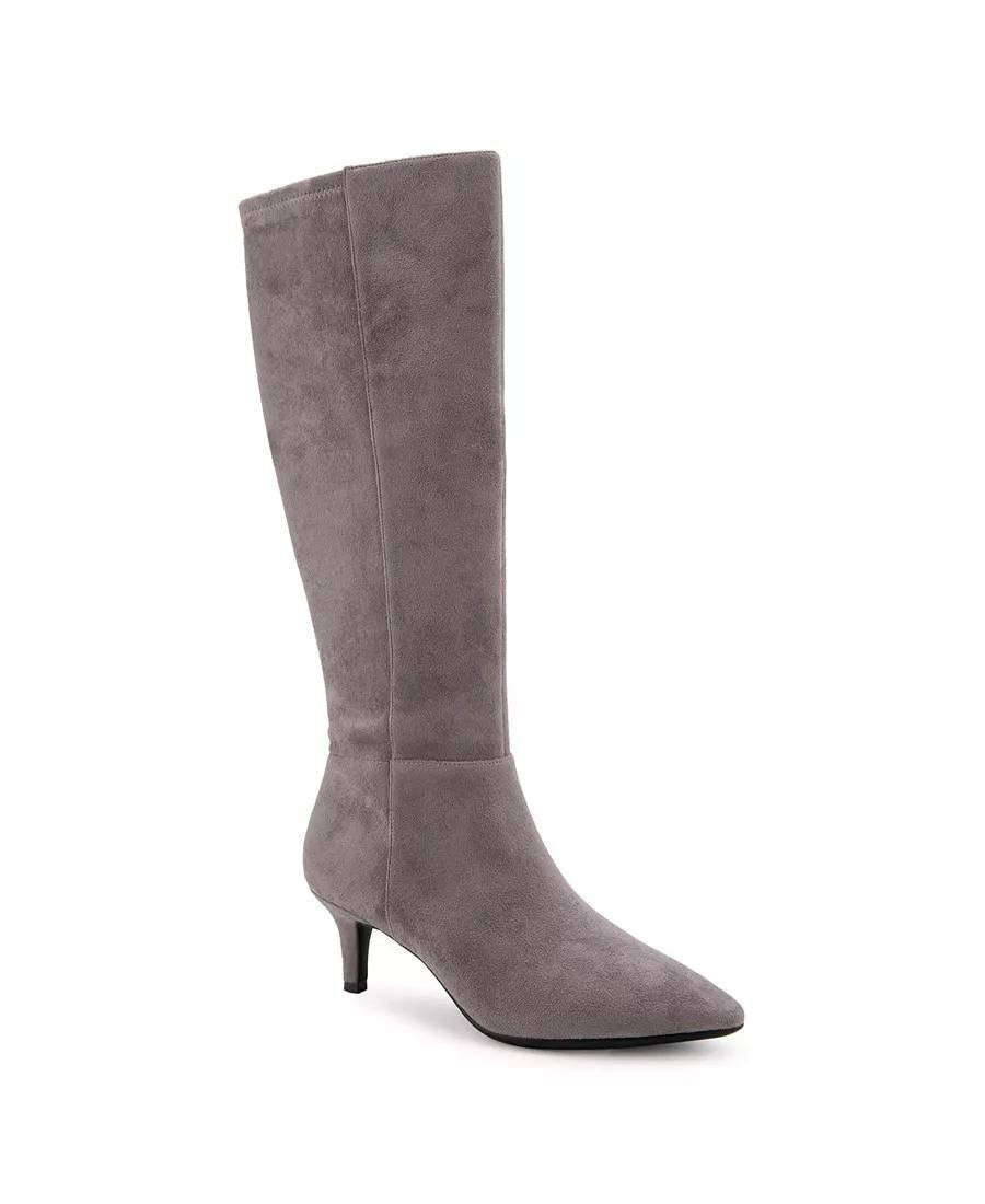 Aerosoles Epic Tall Boots 8.5M Gray Kitten Heel Pointed Toe Poly NIB msrp$129