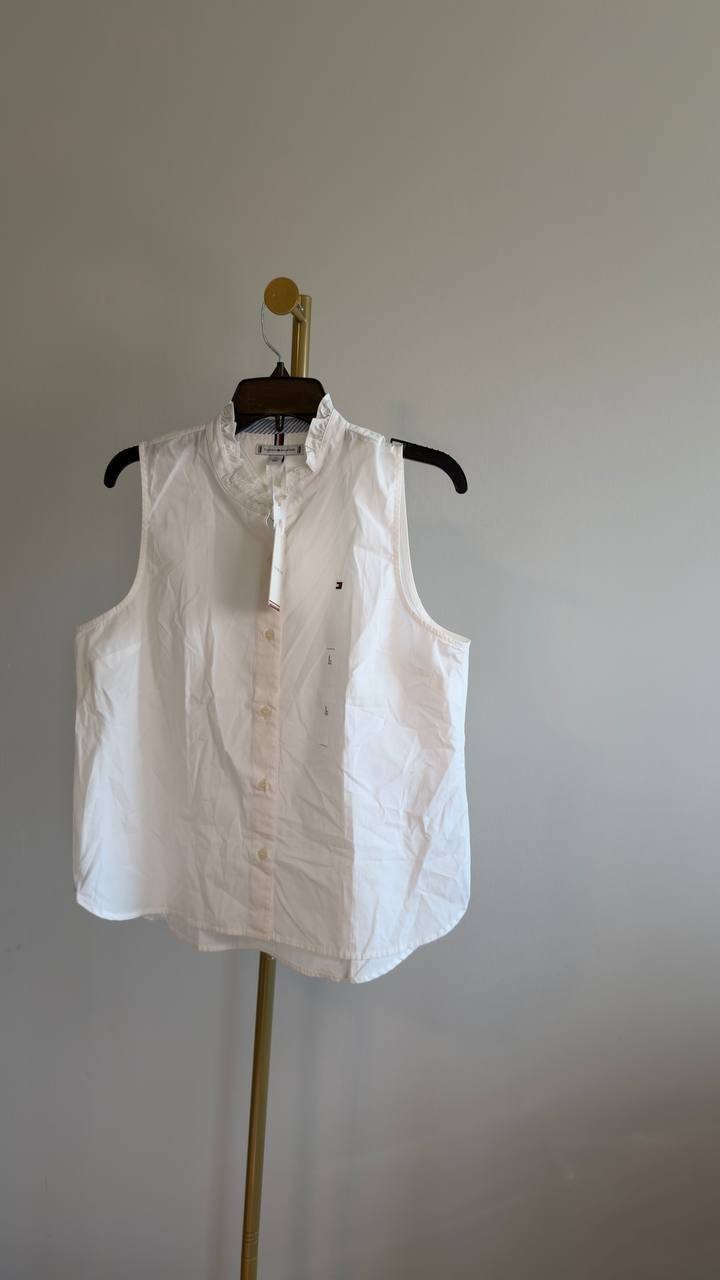 Tommy Hilfiger Classic Sleeveless Shirt White L NWT $59.50
