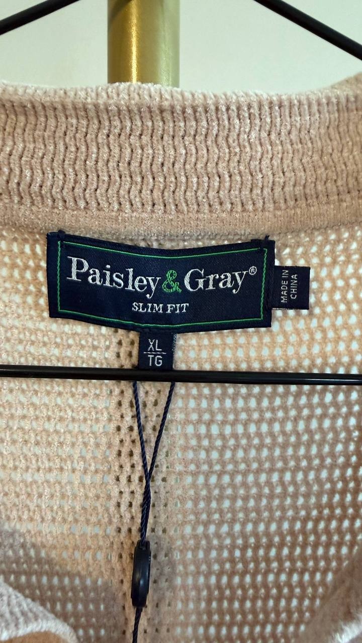 Paisley & Gray Men’s Slim Fit Open Collar Knit Polo Sweater XL $85 NWT