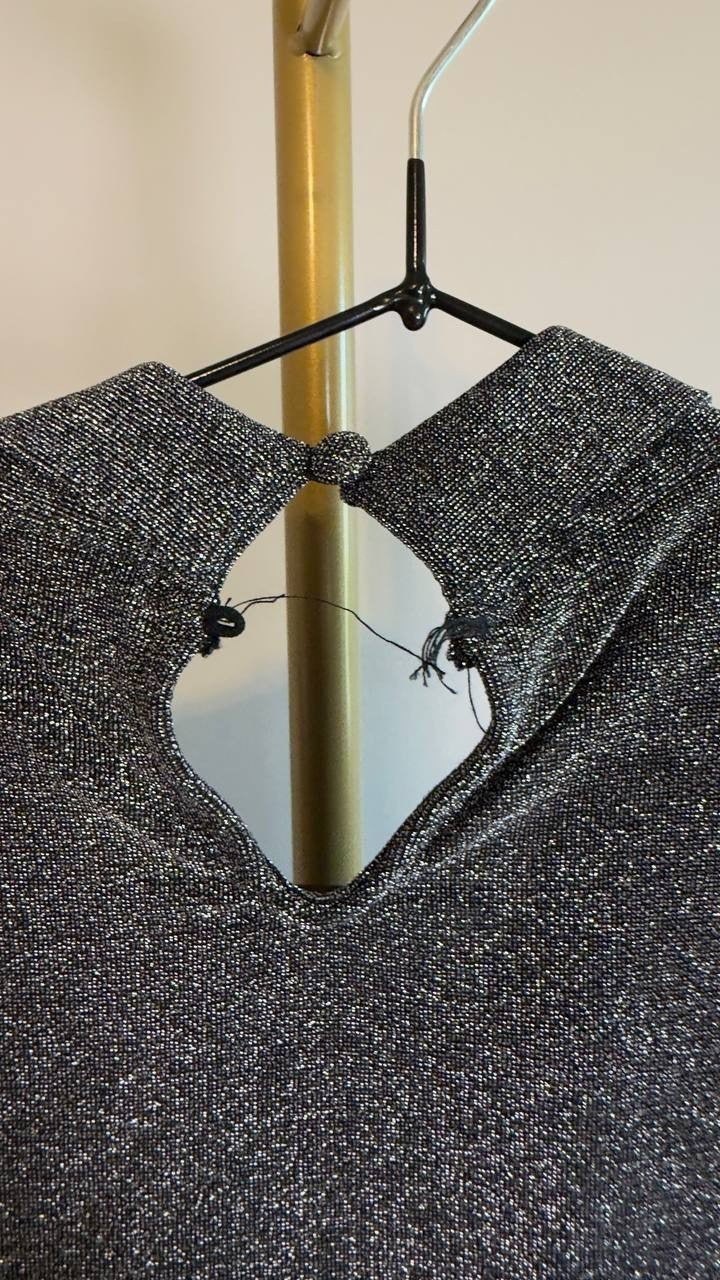 1.STATE Sleeveless Metallic Knit Top Rich Black S NWT $59