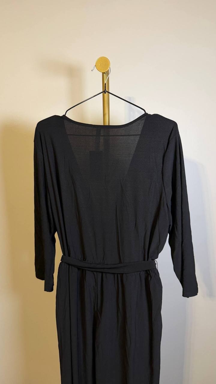 NY Collection Petite 3/4 Sleeve Belted Wide Leg Jumpsuit Navy PXL $66 NWT