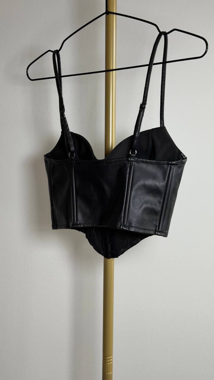 Say What  Faux Leather Corset Top Black S NWOT $32