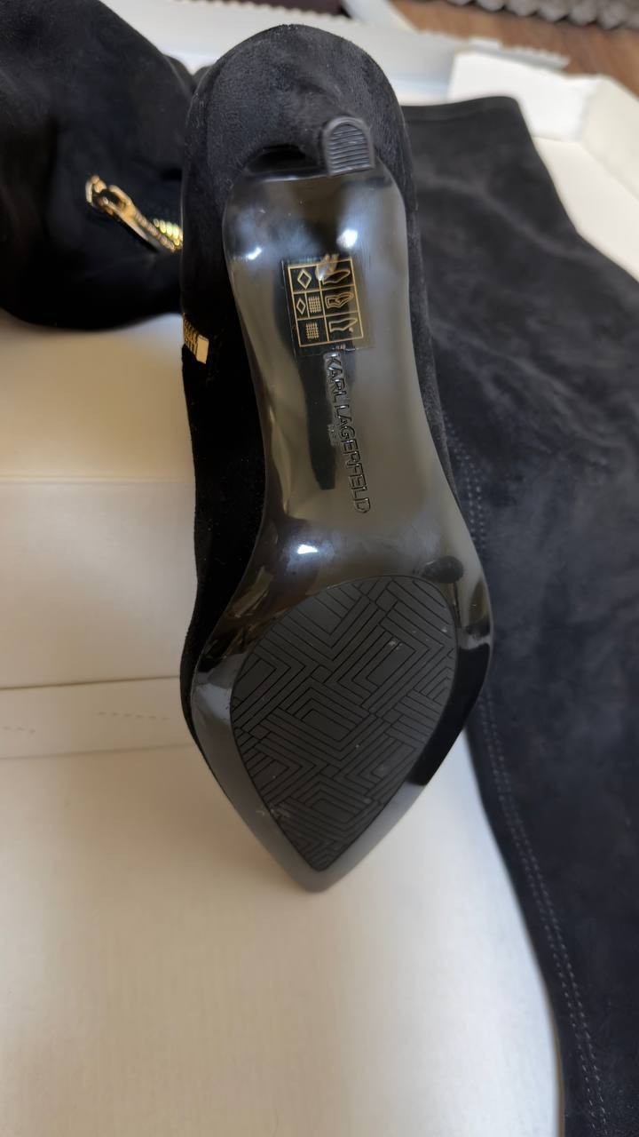 Karl Lagerfeld Paris Tall Boots Black 7.5 New $269.00