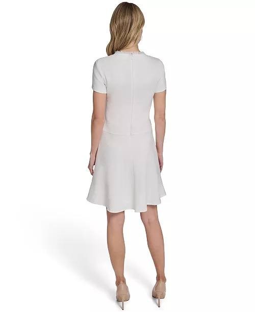 Tommy Hilfiger Women’s Hopsack Fit & Flare Shirt Dress Ivory 14 NWT $139