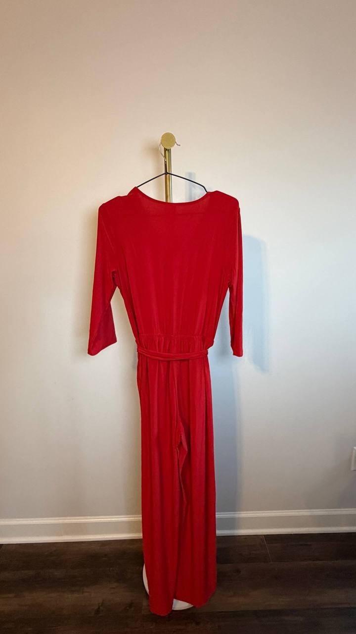 NY Collection Plus Surplice Jumpsuit Red PM NWT $66
