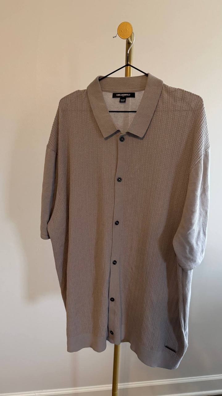 Karl Lagerfeld Paris Men’s Knit Cardigan Polo Shirt XXL $99 NWT