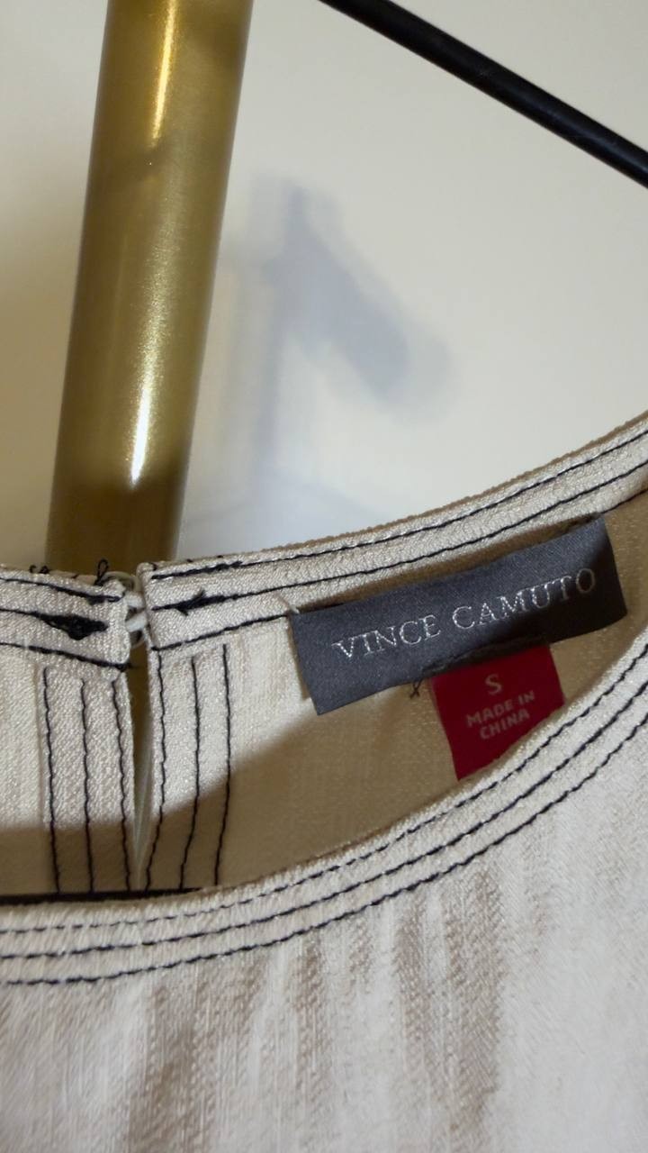 Vince Camuto Top Stitched Sleeveless Top Cream S NWT $79