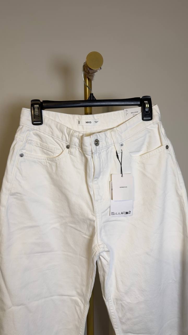 Mango Mid‑Rise Balloon Jeans White 4 NWT $70