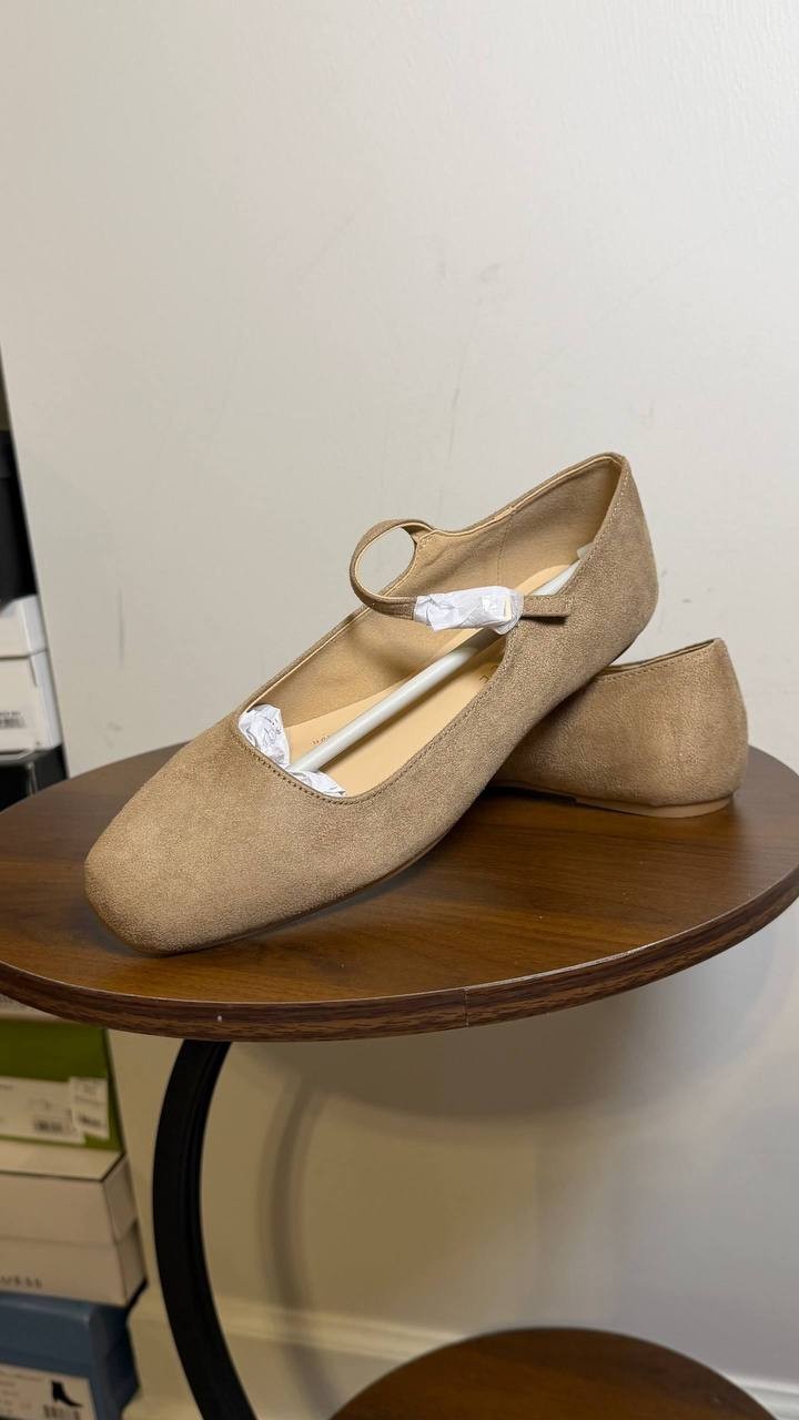 Journee Collection Taupe Polyurethane Mary Jane Flats 6.5 New w/o Box $71.99