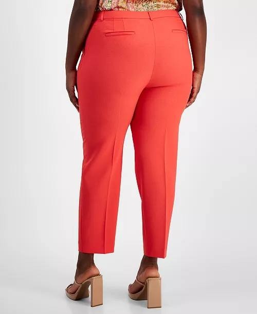 Tahari ASL Classic Ankle Pants Size 8 NWT Red Mid Rise for Office Casual Wear