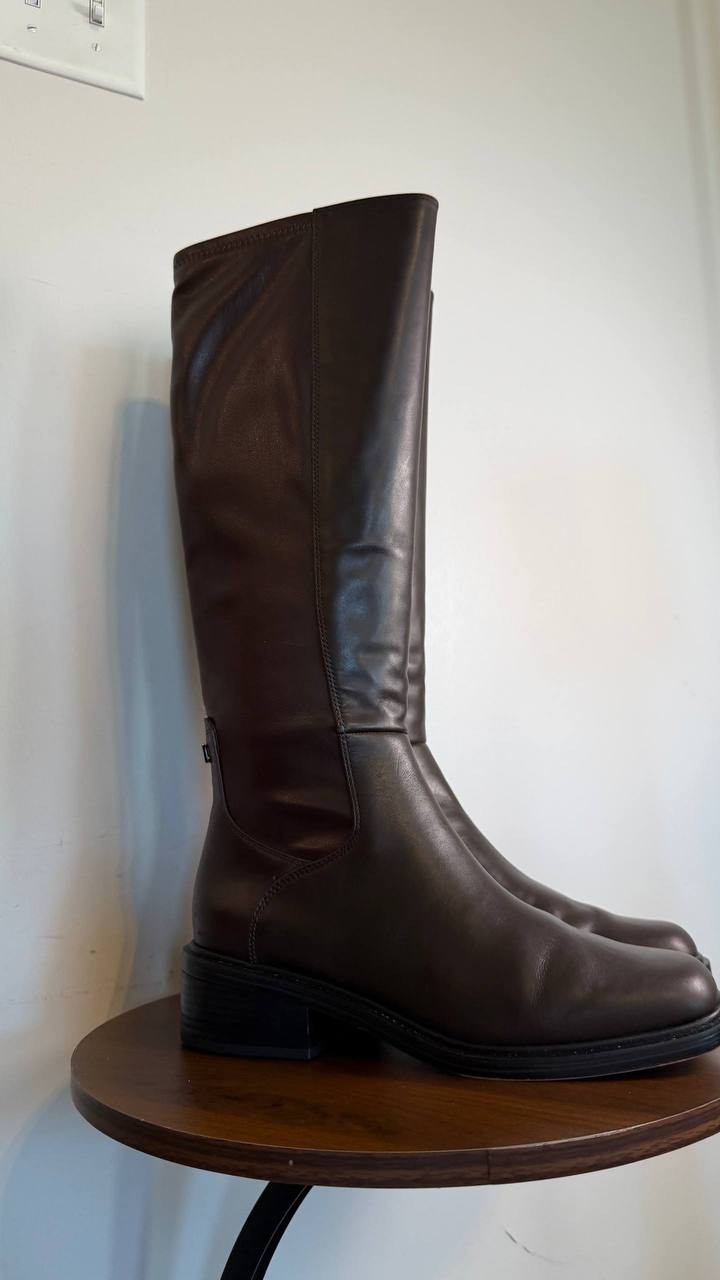 Franco Sarto Gisella Wide Calf Knee High Boots Brown 9M Leather $225 NWB