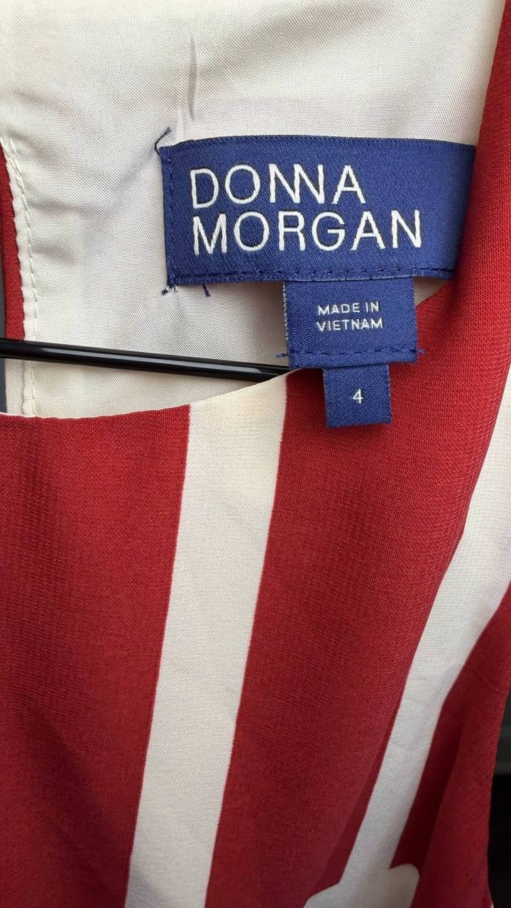 Donna Morgan Crewneck Midi Dress Cream/Dark Red 4 NWT $158