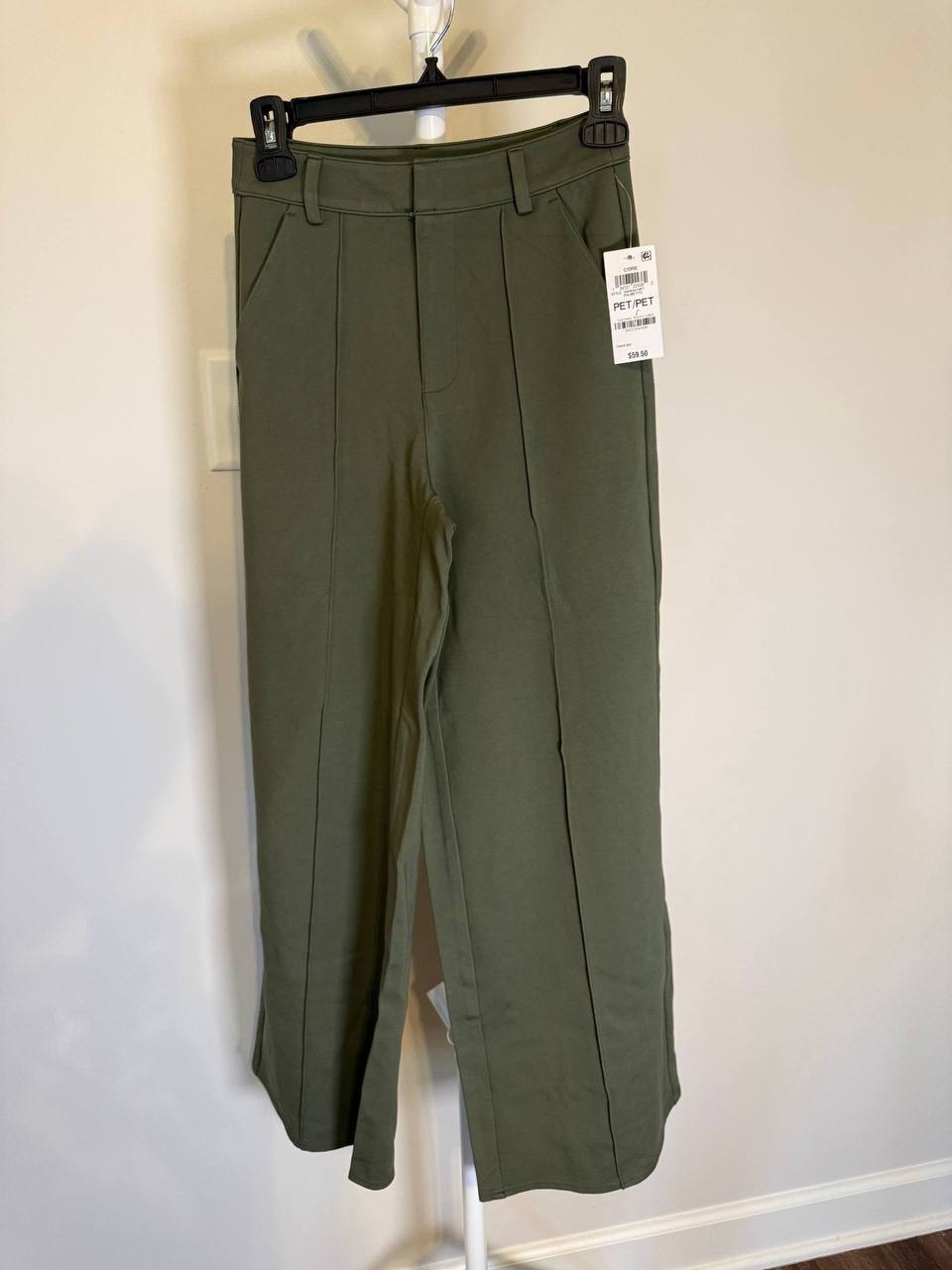 Bar III Petite High‑Leg Wide‑Leg Seamed Ponte Pants – PP – NWT – $59.50