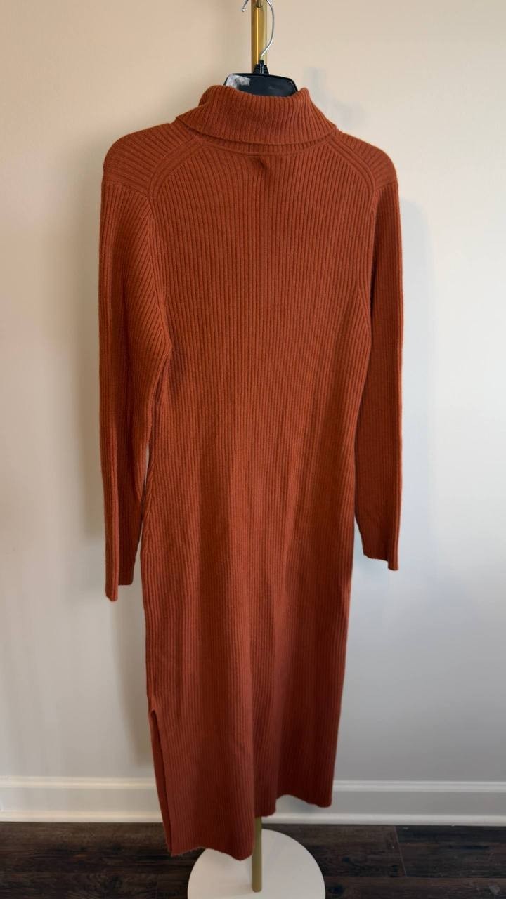Charter Club Luxury Petite Cashmere Turtleneck Midi Dress Brown PXL NWT $229