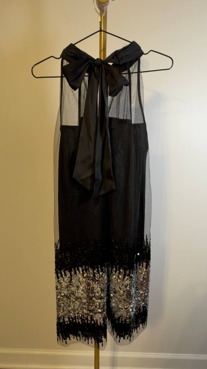 CeCe Women’s Sleeveless Halter Ombre Sequin Dress Black 8 NWT $169