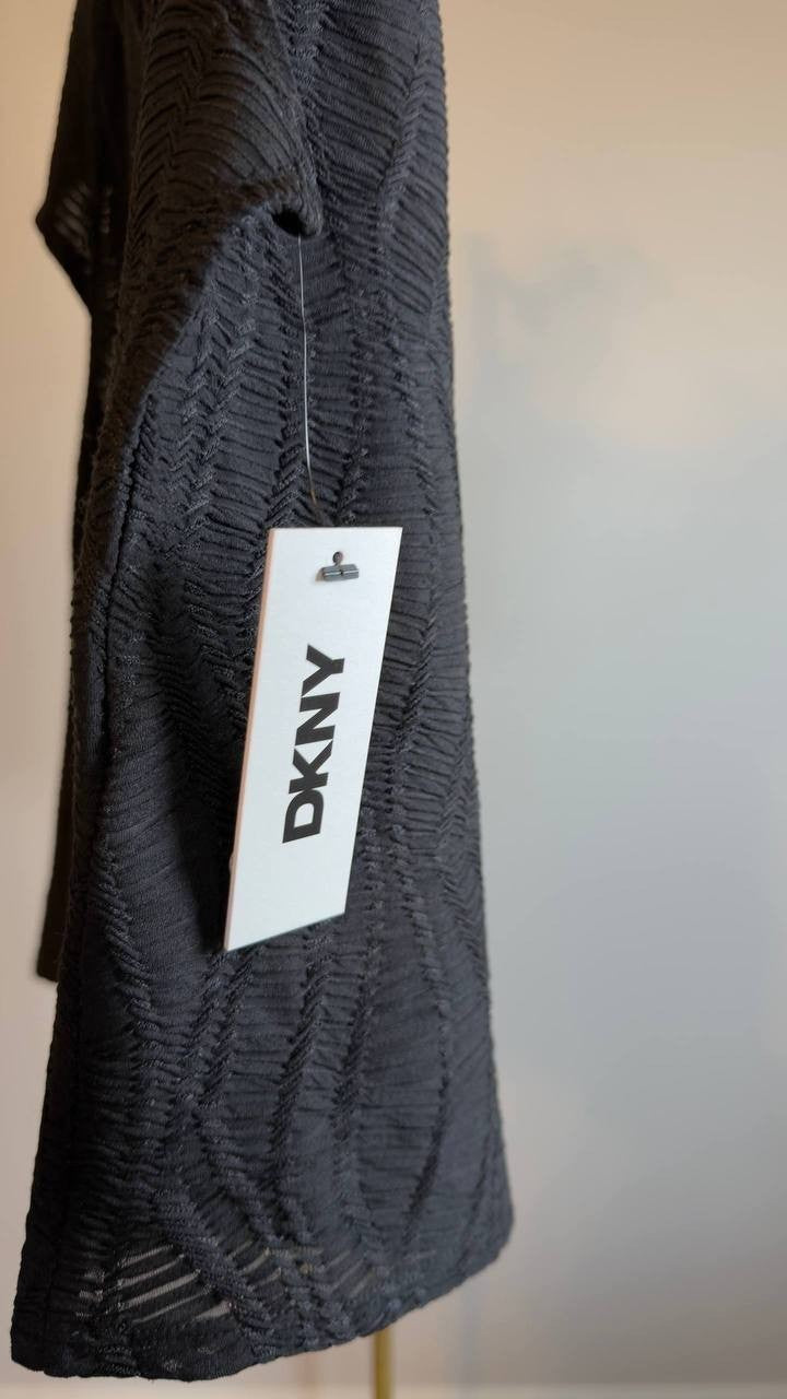 DKNY Texture Knit Top Black XL NWT $69
