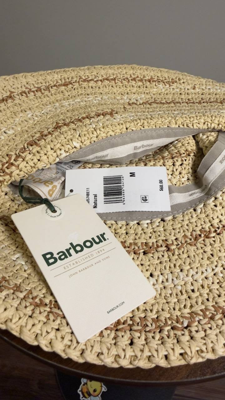 Barbour  Cloche  Hat  Natural  Paper  M  New  $60