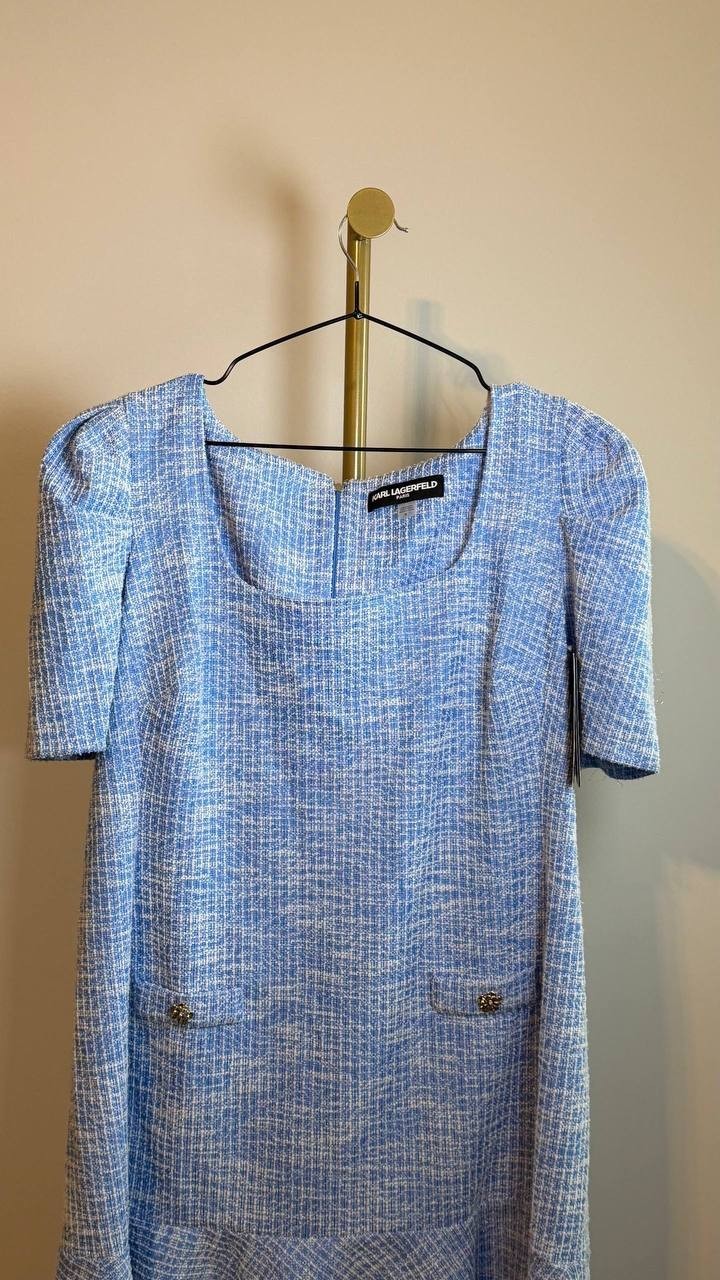 Karl Lagerfeld Paris Women’s Tweed Dress Blue Size 18 NWT $149