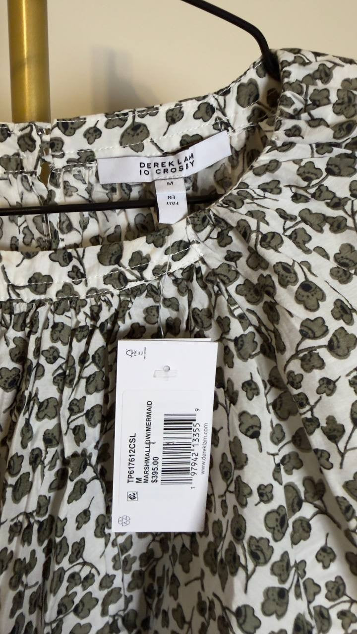 Derek Lam 10 Crosby Women’s Charlee Top Marshmallow/Mermaid M NWT $395