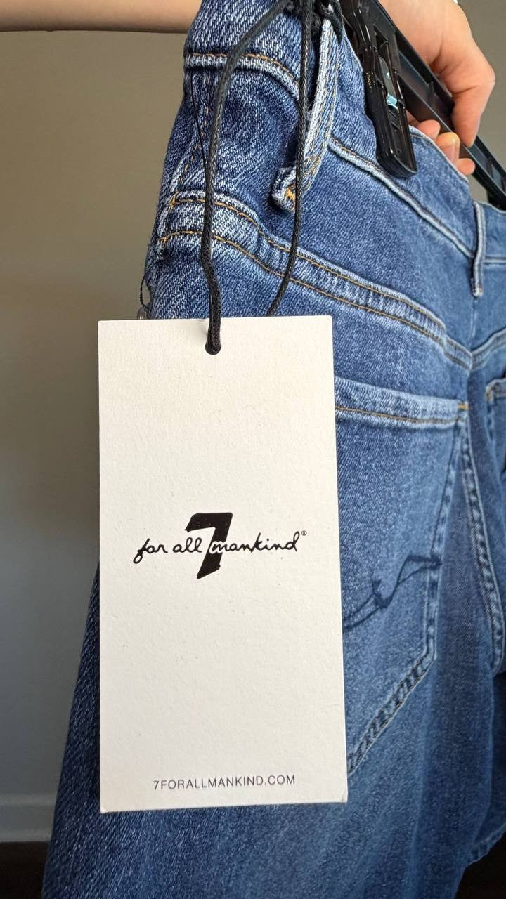7 For All Mankind Mid Roll Denim Shorts Sea Star Dark Blue 31 NWT $88