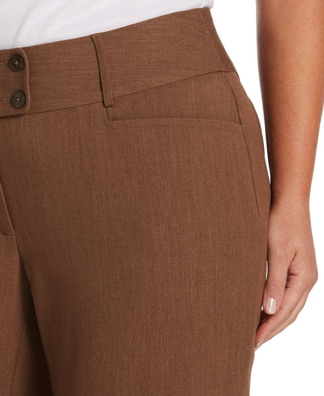Rafaella Women’s Plus Curvy Fit Gabardine Bootcut Pants Brown 8P $89 NWT