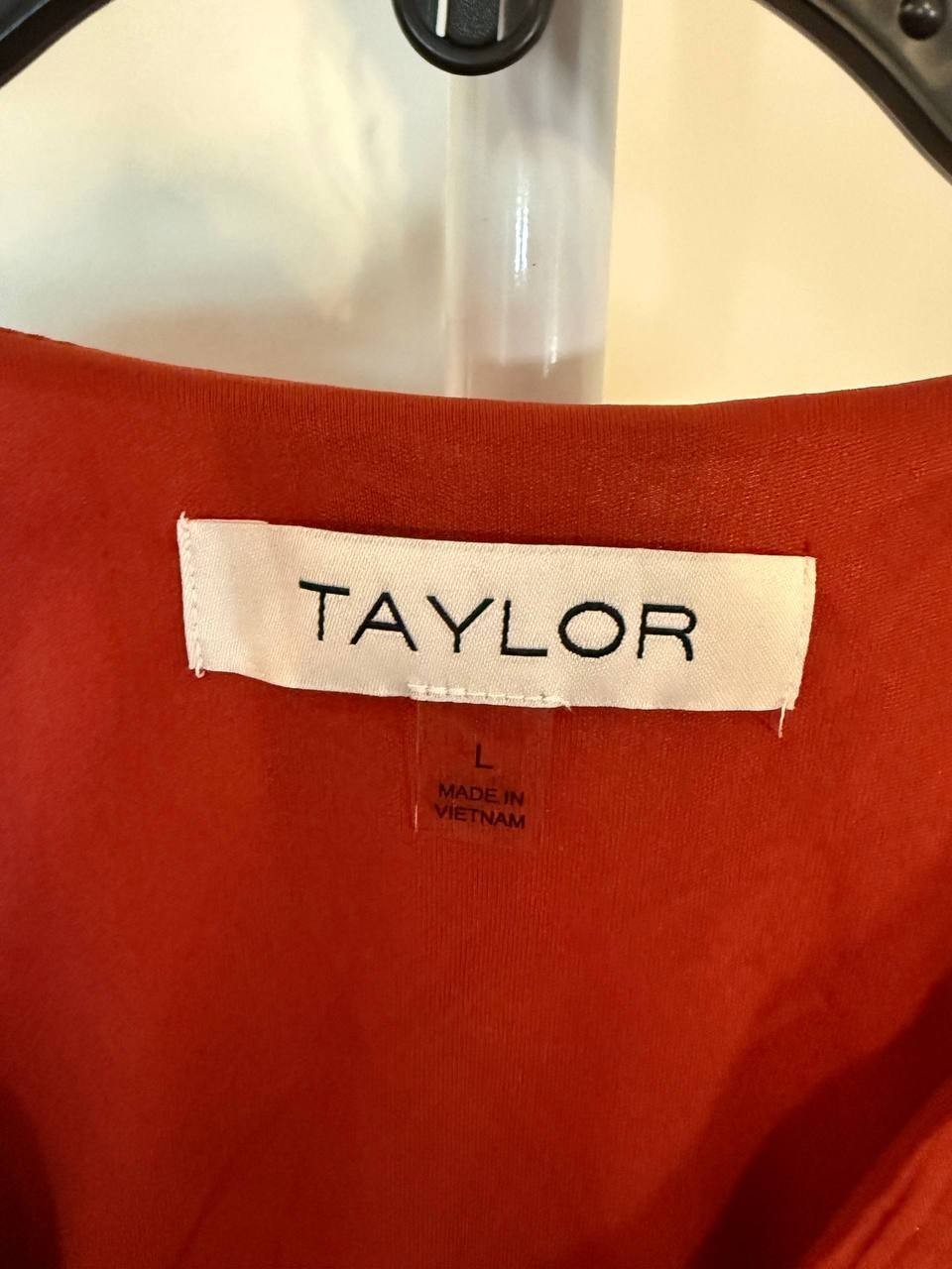 Taylor V‑Neck Handkerchief‑Hem Dress – Size L – NWT – $128