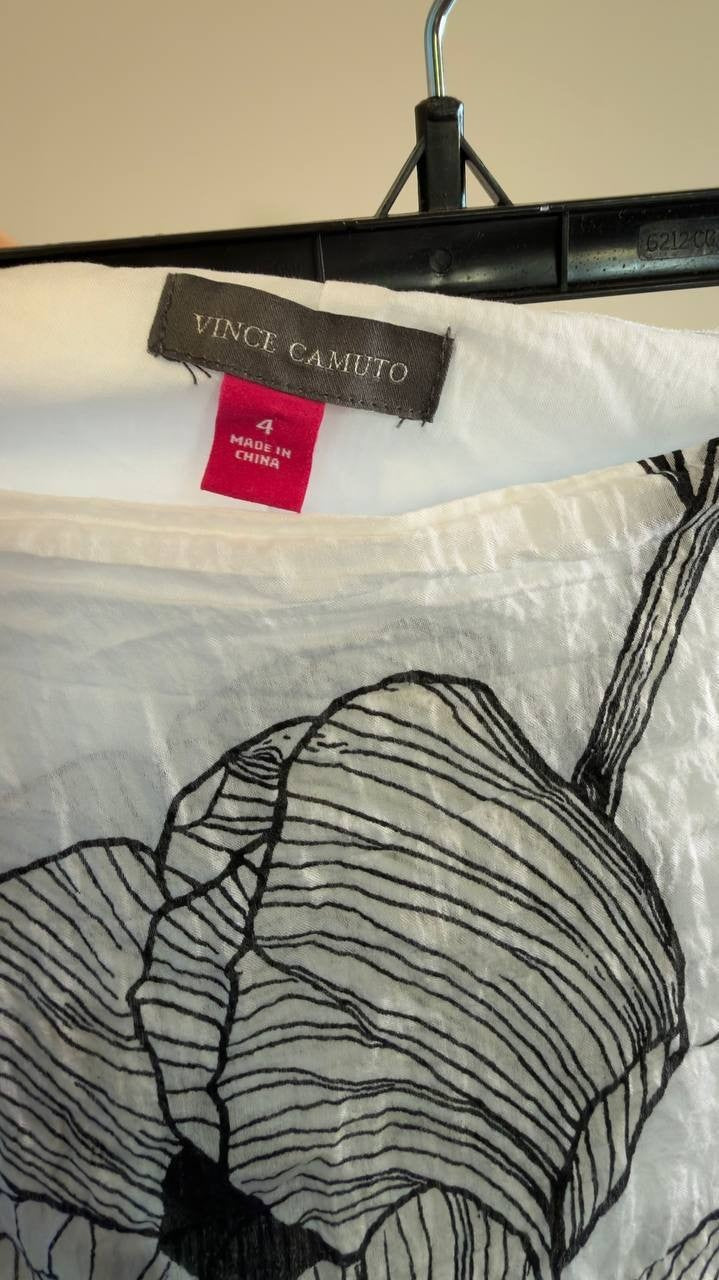 Vince Camuto Printed Layered Maxi Skirt Ultra White Size 4 NWOT $119