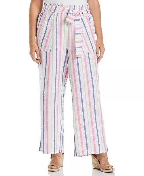 ELLA Rafaella Plus Size Stripe Wide Leg Paper Bag Pants – Size 3X – NWT
