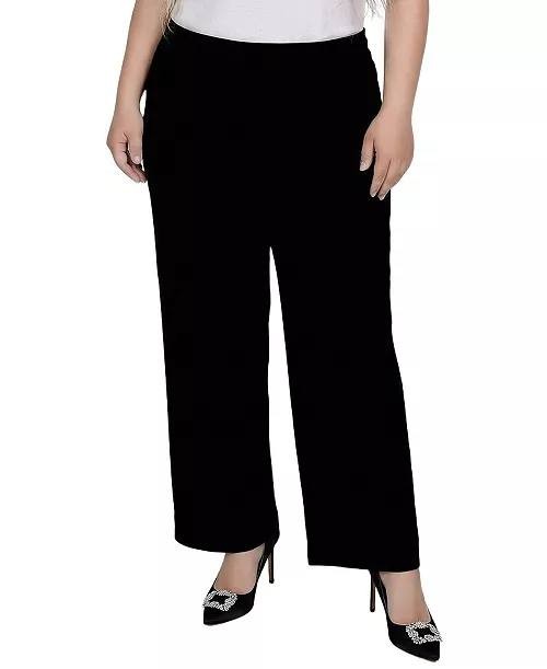 NY Collection Pull‑On Wide‑Leg Pants Black 3XP NWOT $44
