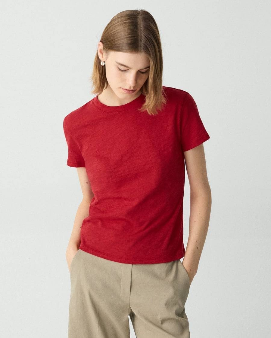 Theory Tiny Tee Organic Slub Cotton Cherry S NWT $75