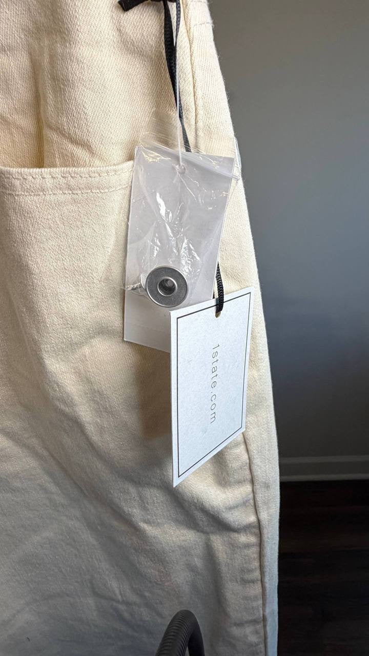 1.State Denim Roll‑Cuff Wide‑Leg Jeans New Ivory 4 NWT $109