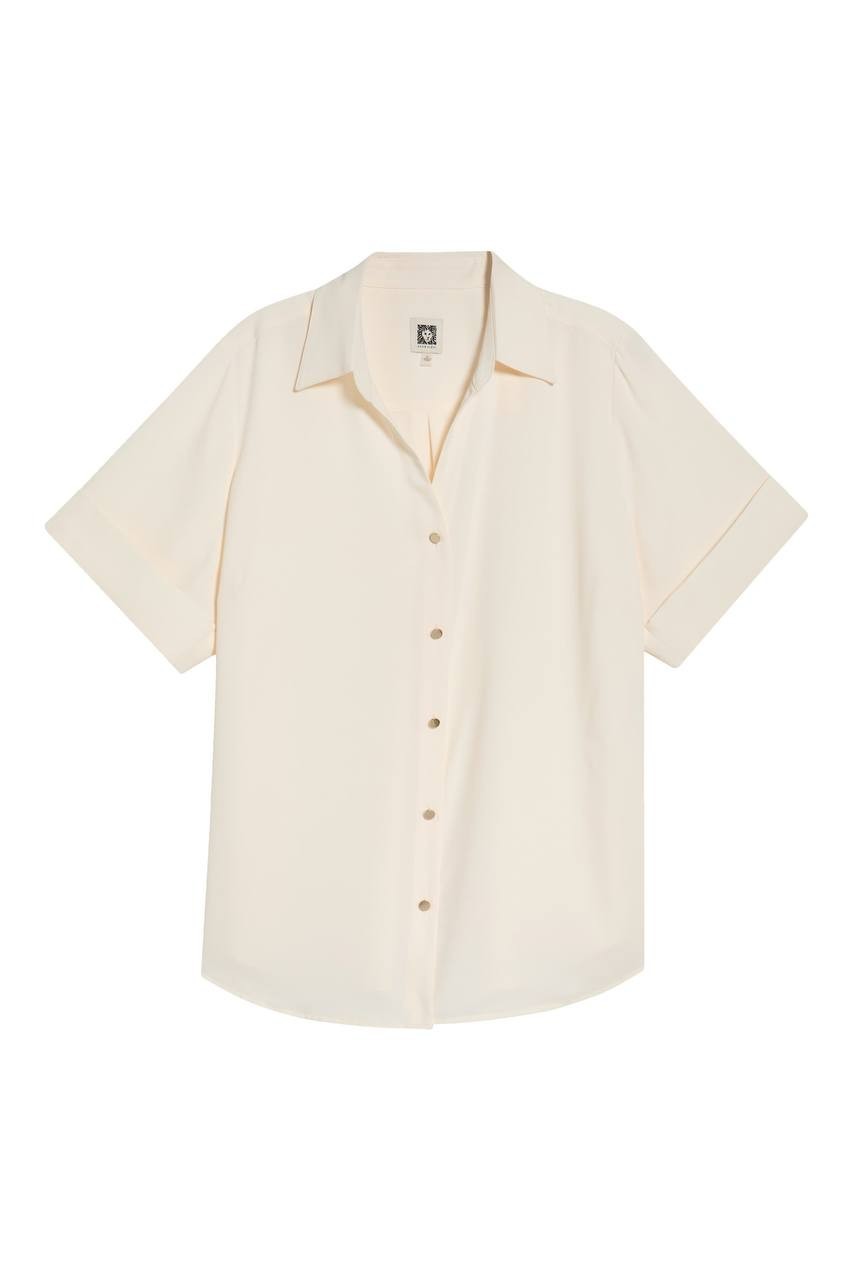 Anne Klein Women’s Short Sleeve Button‑Up Shirt White Dove 1X NWT $69