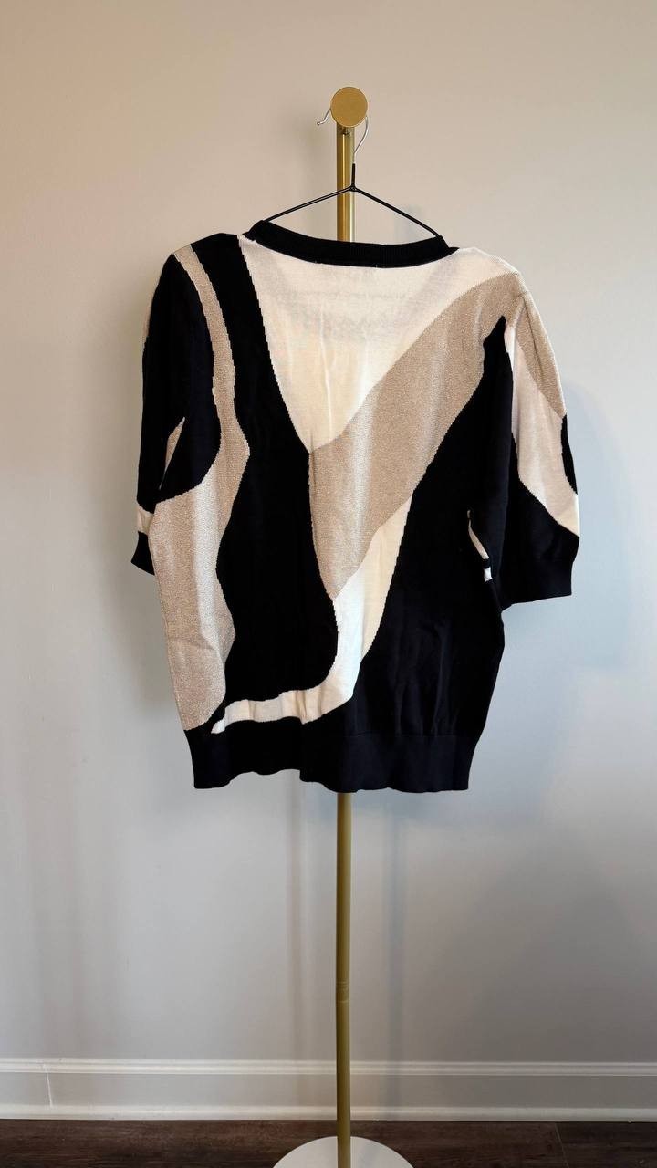 DKNY Short‑Sleeve Color‑Block Sweater Multi XL NWT $79