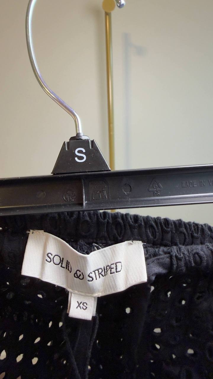 Solid + Striped Eyelet Nancy Shorts Black XS NWT $158