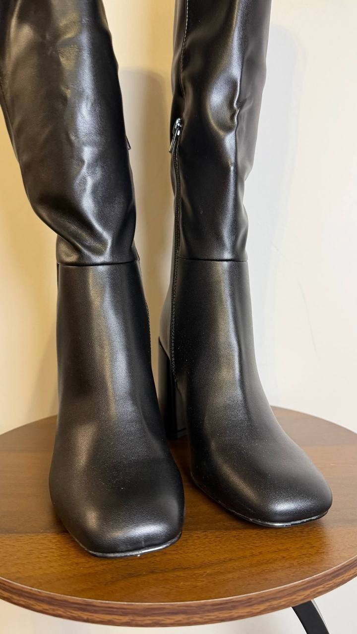 Madden Girl Winsloww Boots 8 Black Synthetic Square Toe Knee‑High NIB msrp$89
