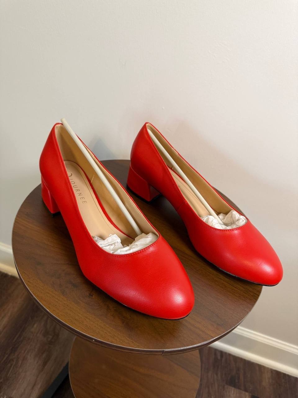 Journee Collection Saarii Slip‑On Block Heel Pumps – Red – Size 11W – NIB