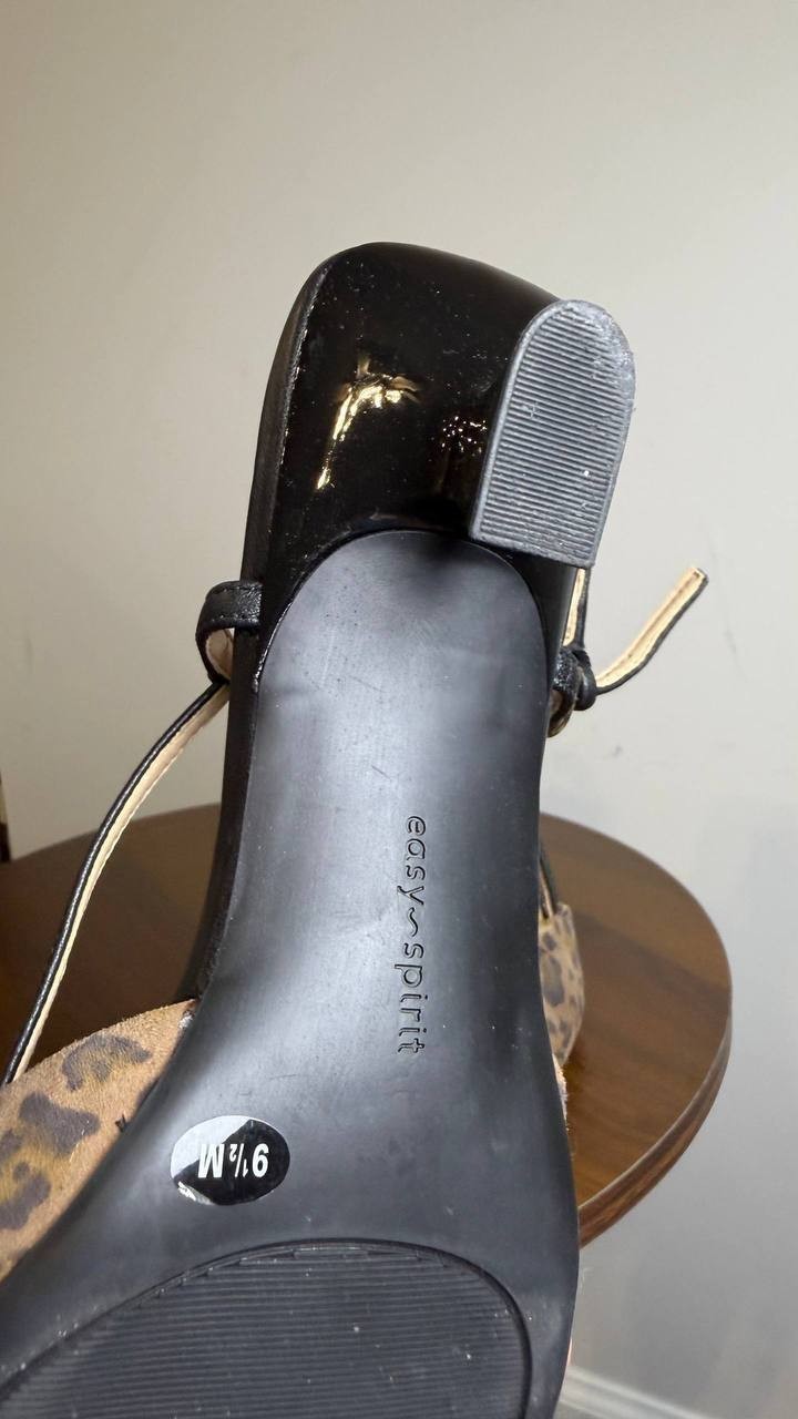 Easy Spirit Leopard Leather Slingback Pumps 9.5M New w/o Box MSRP $109