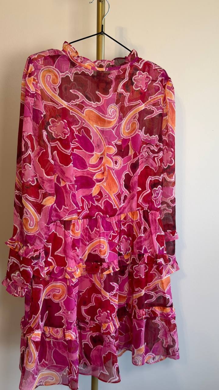 Donna Morgan Long-Sleeve A-Line Dress Pink/Red 12 NWT $139